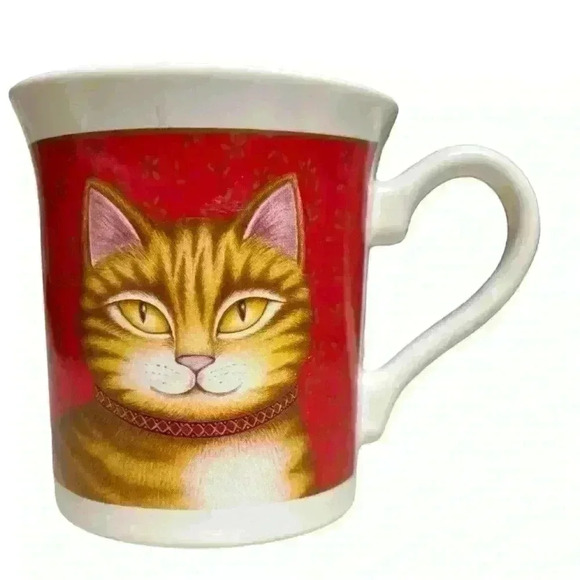Vintage 1987 Hallmark Orange Tabby Cat Mug Cup Japan Red & White 10 fl ozs - Picture 3 of 6